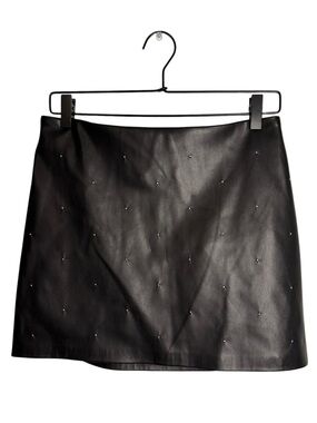 NWT House of Harlow 1960 Studded Vegan Leather Black Mini Skirt